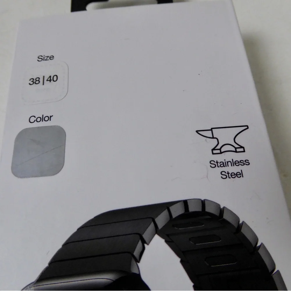 Stainless Steel Link Apple Watch Band Adjustable w Butterfly Closure NWT